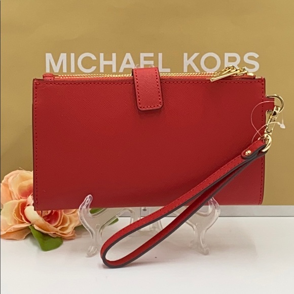 MICHAEL KORS LARGE DOUBLE ZIP WRISTLET  FLAME - Picture 3 of 16
